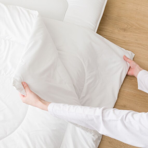 2枚合わせ掛け布団 3つ折りマットレス付き 布団セット 8点 (S2307 シングル アイボリー) 23枚目画像