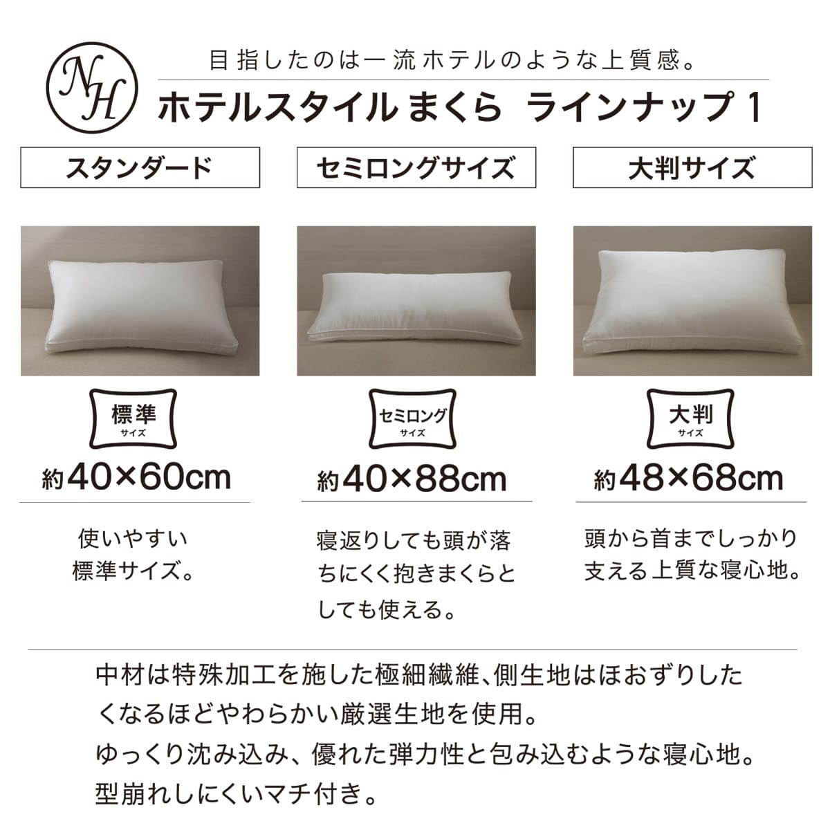 ホテルスタイル枕 セミロングサイズ(Nホテル3)通販 ニトリネット【公式】 家具・インテリア通販