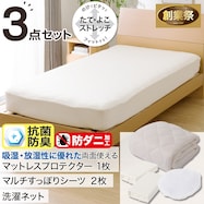 両面使えるベッドパッド&のびのびマルチすっぽりシーツ3点セット(B2202 メッシュパッド) マットレスプロテクター【期間限定価格:8/6~9/24まで】