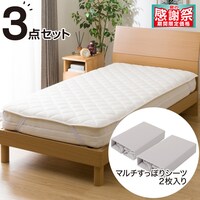 両面使えるベッドパッド＆のびのびマルチすっぽりシーツ3点セット ダブル(GY D B2202 メッシュパッド)