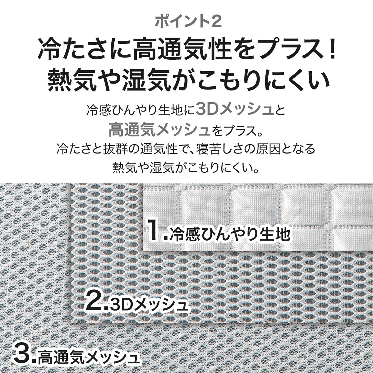 置くだけ簡単！敷きパッド セミダブル(NクールWSP+メッシュ SD S2304