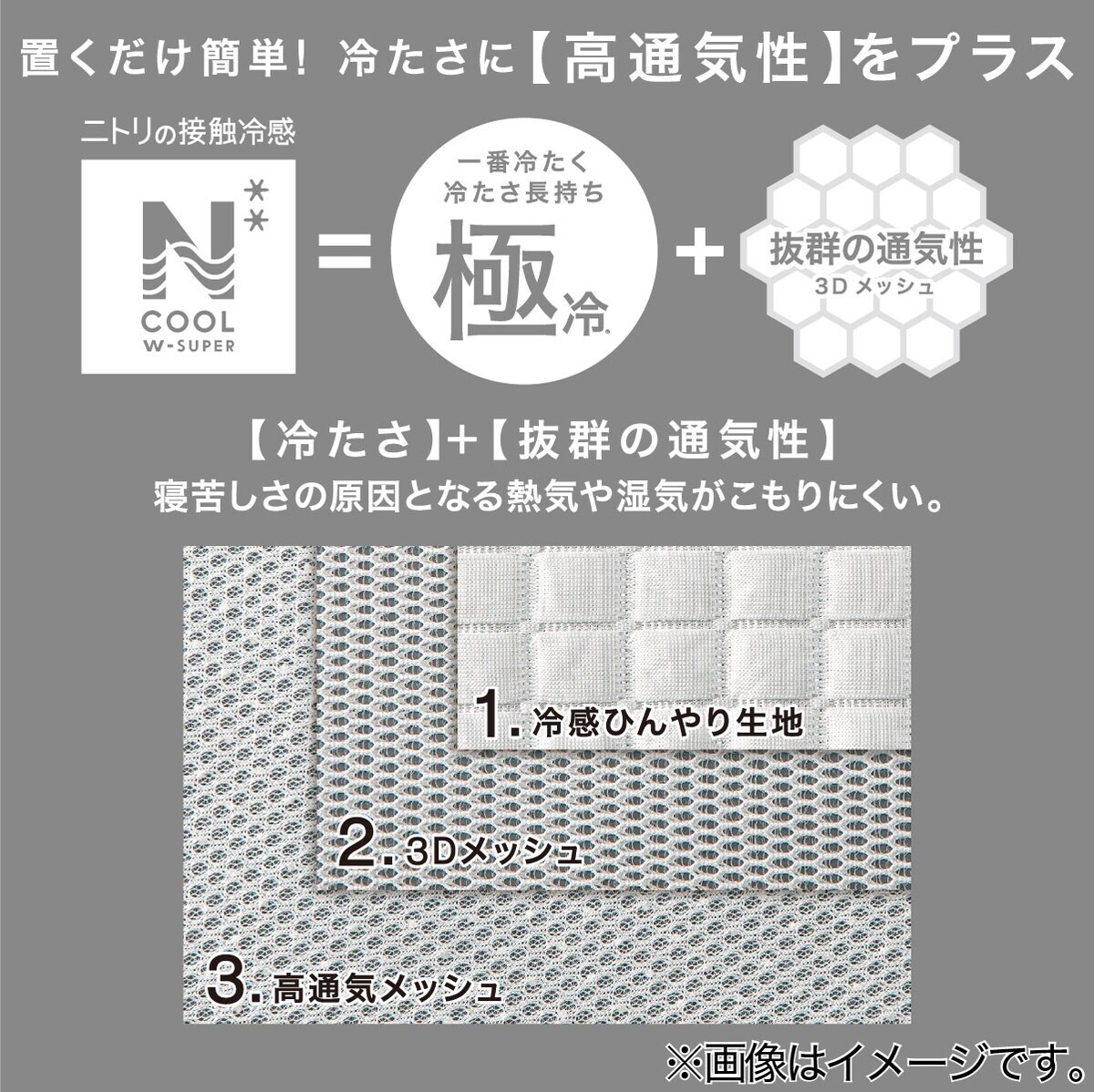 置くだけ簡単！敷きパッド セミダブル(NクールWSP+メッシュ SD S2304