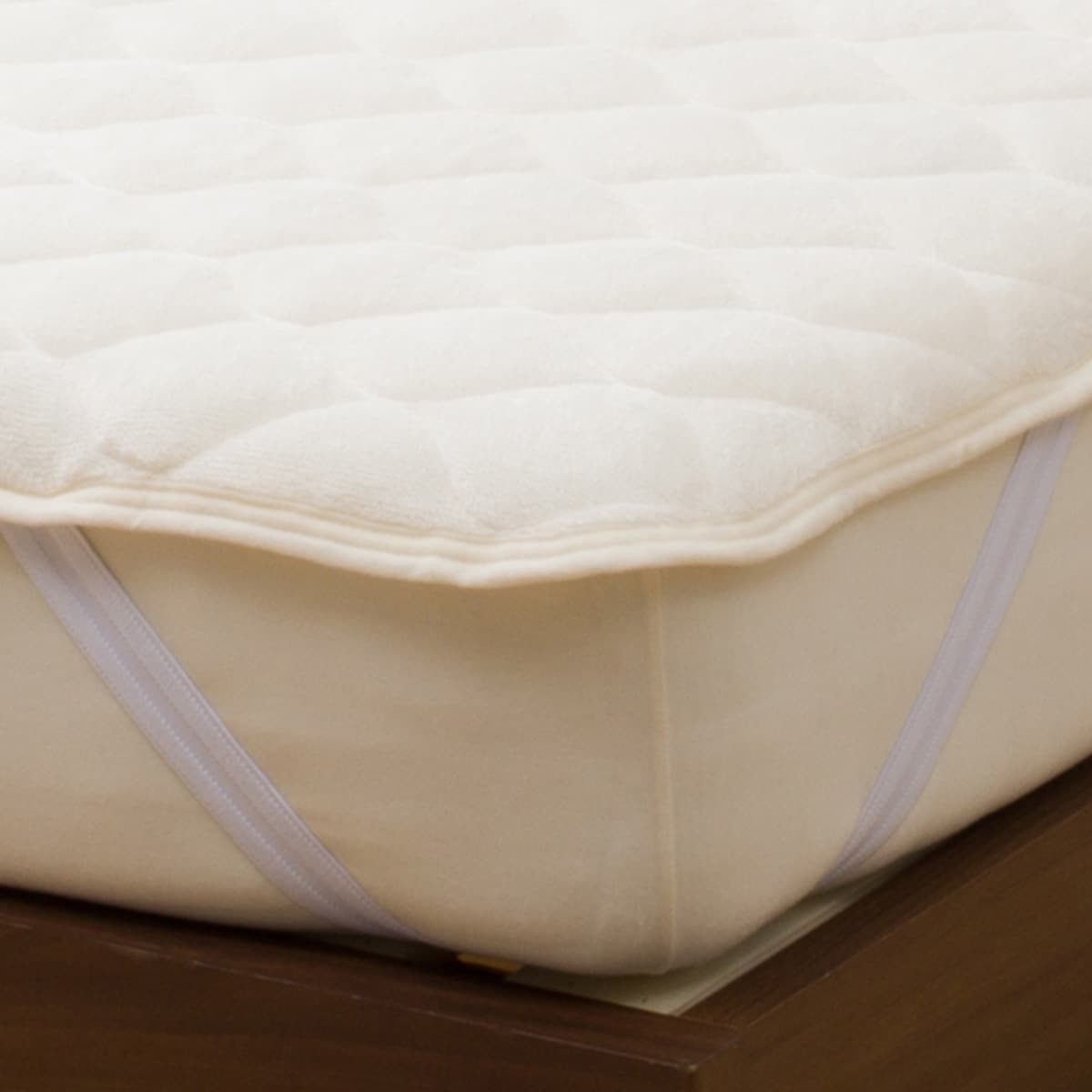 【新品未使用・タグ付】room306contemporary  ワイドハット 両面使えるゴムバンド付き 敷パッド セミダブル(ふわふわタッチ GY SD