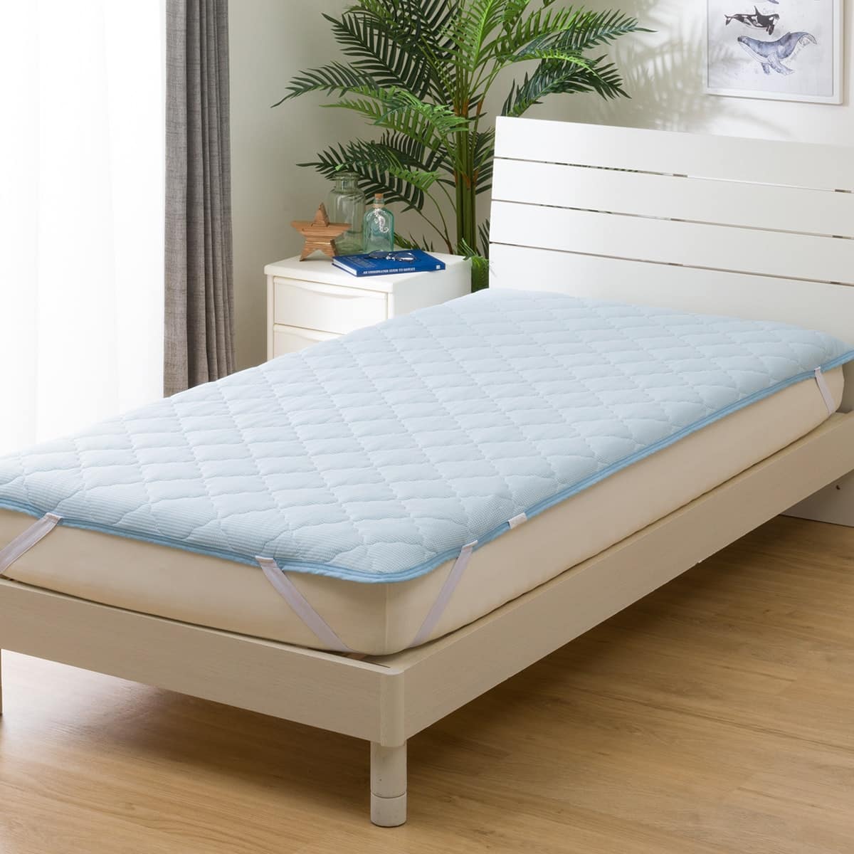 両面使える ゴムバンド付き 敷きパッド シングル(Nクール S BL S2401