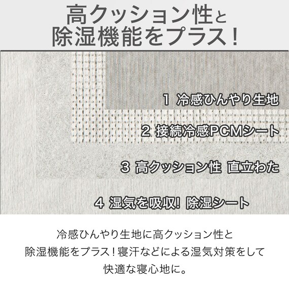 除湿機能+高クッション 敷きパッド ダブル(NクールWSP+コンフォート D S2404) 3枚目画像
