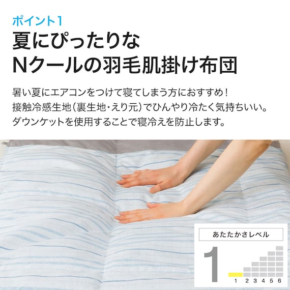 洗えるひんやりダウンケット 羽毛肌掛け布団 シングル(Nクールn-s BL S) 5枚目画像