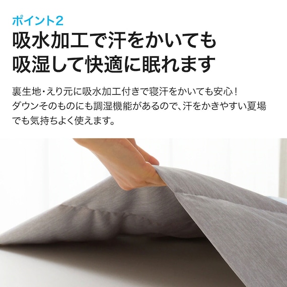 洗えるひんやりダウンケット 羽毛肌掛け布団 シングル(Nクールn-s BL S) 6枚目画像