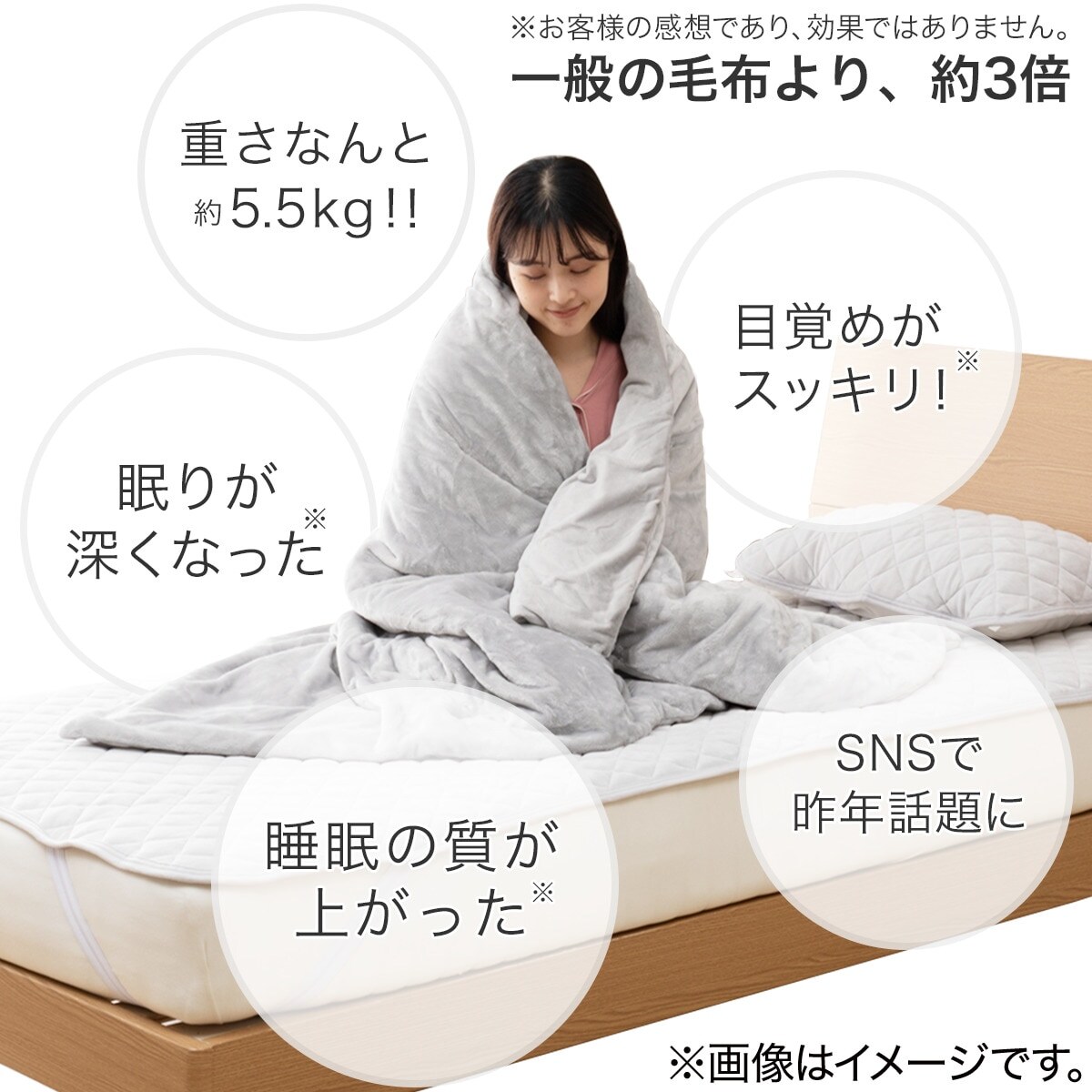 重い毛布 ひもなしらくらくカバー付き シングル(Nグリップ5.5kg i 