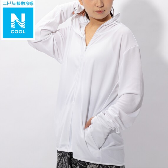 UVカットフルフェイスメッシュパーカー(WOMEN n-s WH L) 1枚目画像