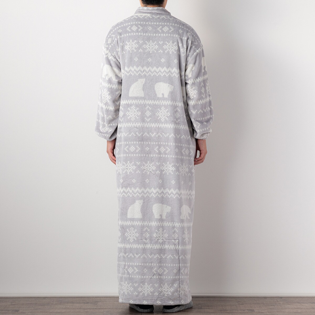 すっぽり収納 着る毛布 ロング丈(NWロングネック010ベアGY L)通販 | ニトリネット【公式】 家具・インテリア通販