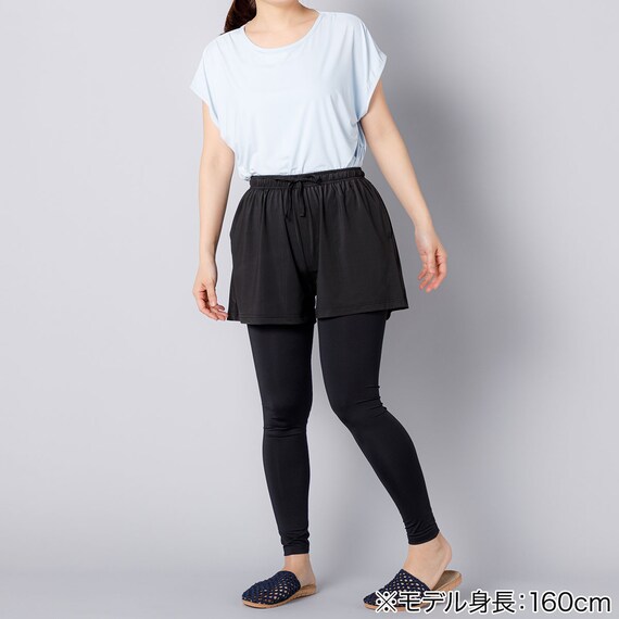 ルームパンツ ショート丈(WOMENクール 163BK L) 5枚目画像
