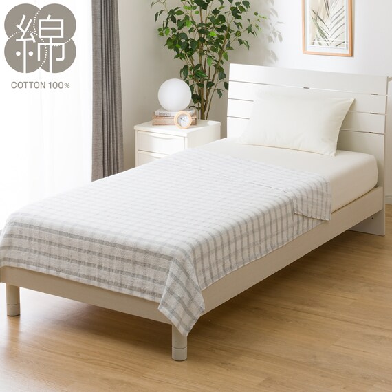 タオルケット シングル(チェック S GY S2432) 1枚目画像