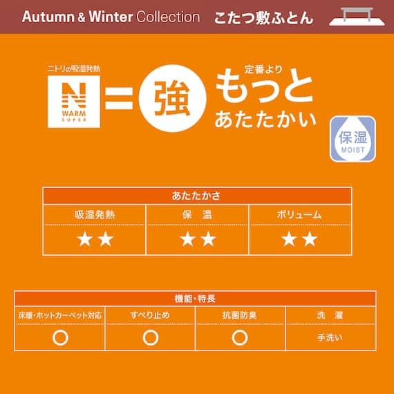 こたつ敷ふとん 大判(NウォームSP HO2306 BE) 17枚目画像