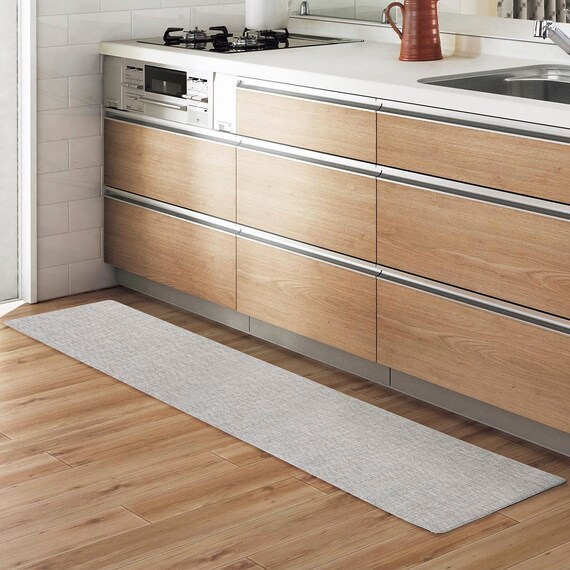 拭けるキッチン用クッションフロアマット(NマルブルGY 45X240) 1枚目画像
