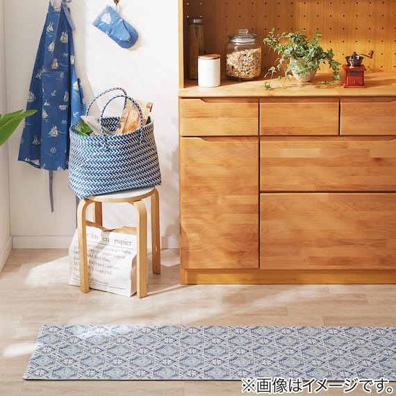 拭けるキッチン用クッションフロアマット(タイル3 45X120NA01) 4枚目画像