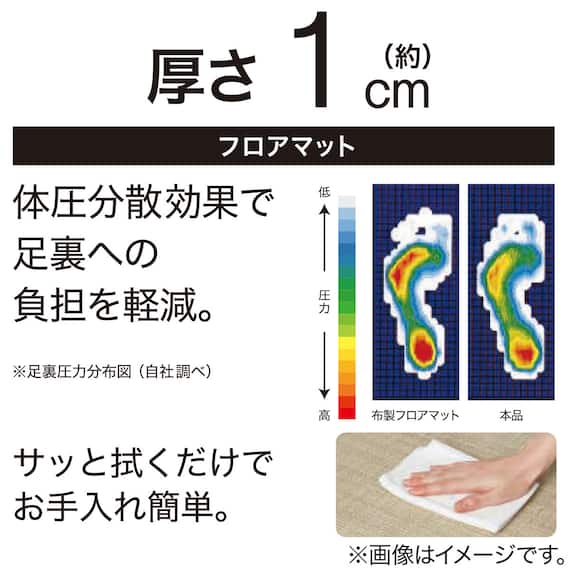 拭けるキッチン用クッションフロアマット(タイル3 45X120NA01) 5枚目画像