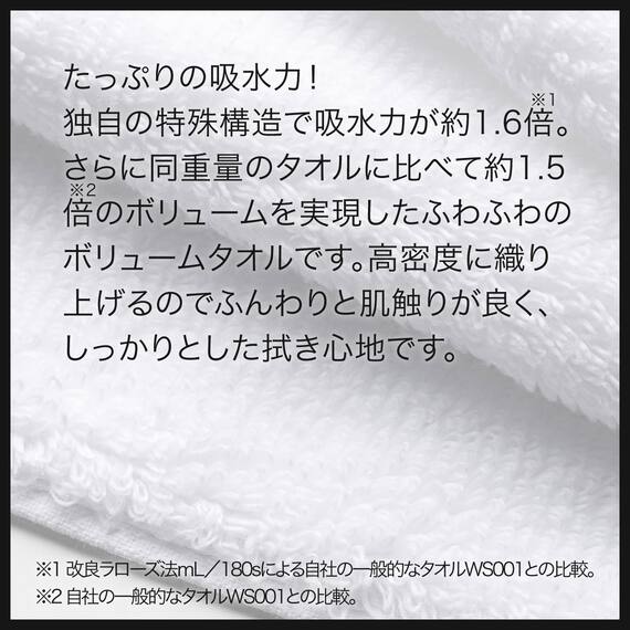 3枚セット 吸水力抜群スーパーロングパイル フェイスタオル ホワイト SH01 5枚目画像