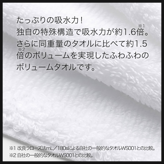 5枚セット 吸水力抜群スーパーロングパイル フェイスタオル ホワイト SH01 5枚目画像