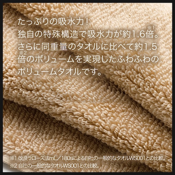 吸水力抜群スーパーロングパイル フェイスタオル(34x80 BE SH01) 6枚目画像