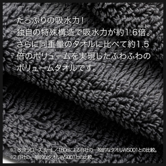 吸水力抜群スーパーロングパイル スリムバスタオル(34x120 DGY SH01) 7枚目画像