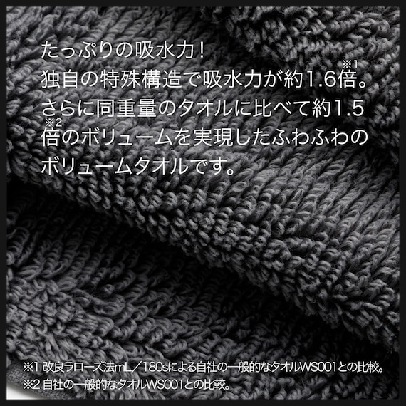 吸水力抜群スーパーロングパイル バスタオル(60x120 DGY SH01) 6枚目画像