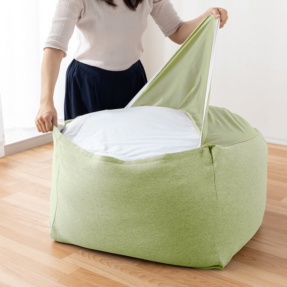 ビーズソファカバー 大サイズ イエローグリーン(BC-A02 YGR) ゆったり