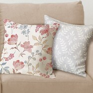 クッションカバー(シェニール水彩 WC001/シェニールリーフ SL001 GY 45×45cm)