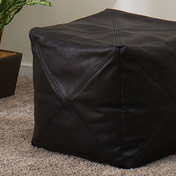 ビーズソファカバー 標準サイズ プフ レザー調(PF-K02GB BK) 1枚目画像