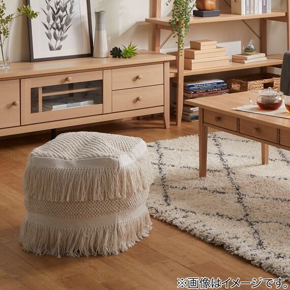 ビーズソファカバー 標準サイズ プフ レザー調(PF-K02GB BK) 3枚目画像