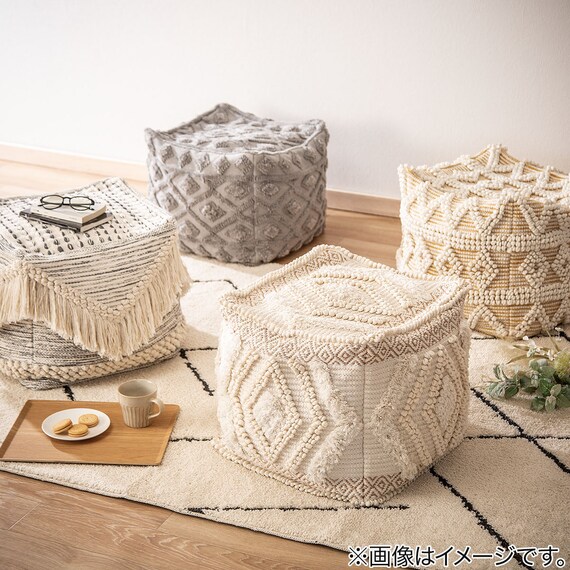 ビーズソファカバー 標準サイズ プフ レザー調(PF-K02GB BK) 4枚目画像