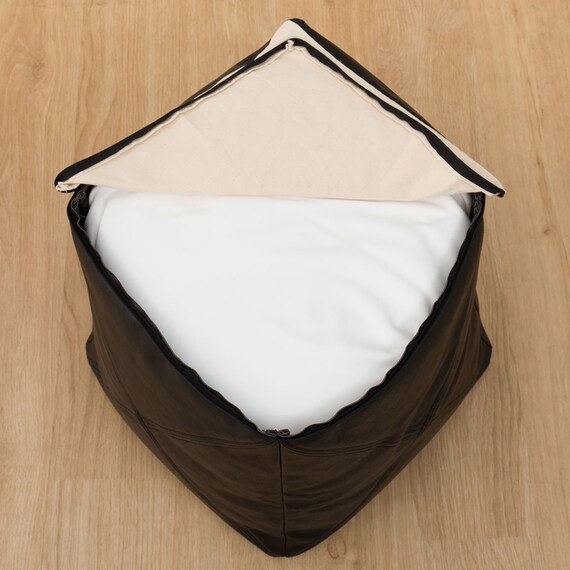 ビーズソファカバー 標準サイズ プフ レザー調(PF-K02GB BK) 10枚目画像