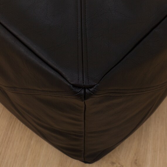 ビーズソファカバー 標準サイズ プフ レザー調(PF-K02GB BK) 11枚目画像