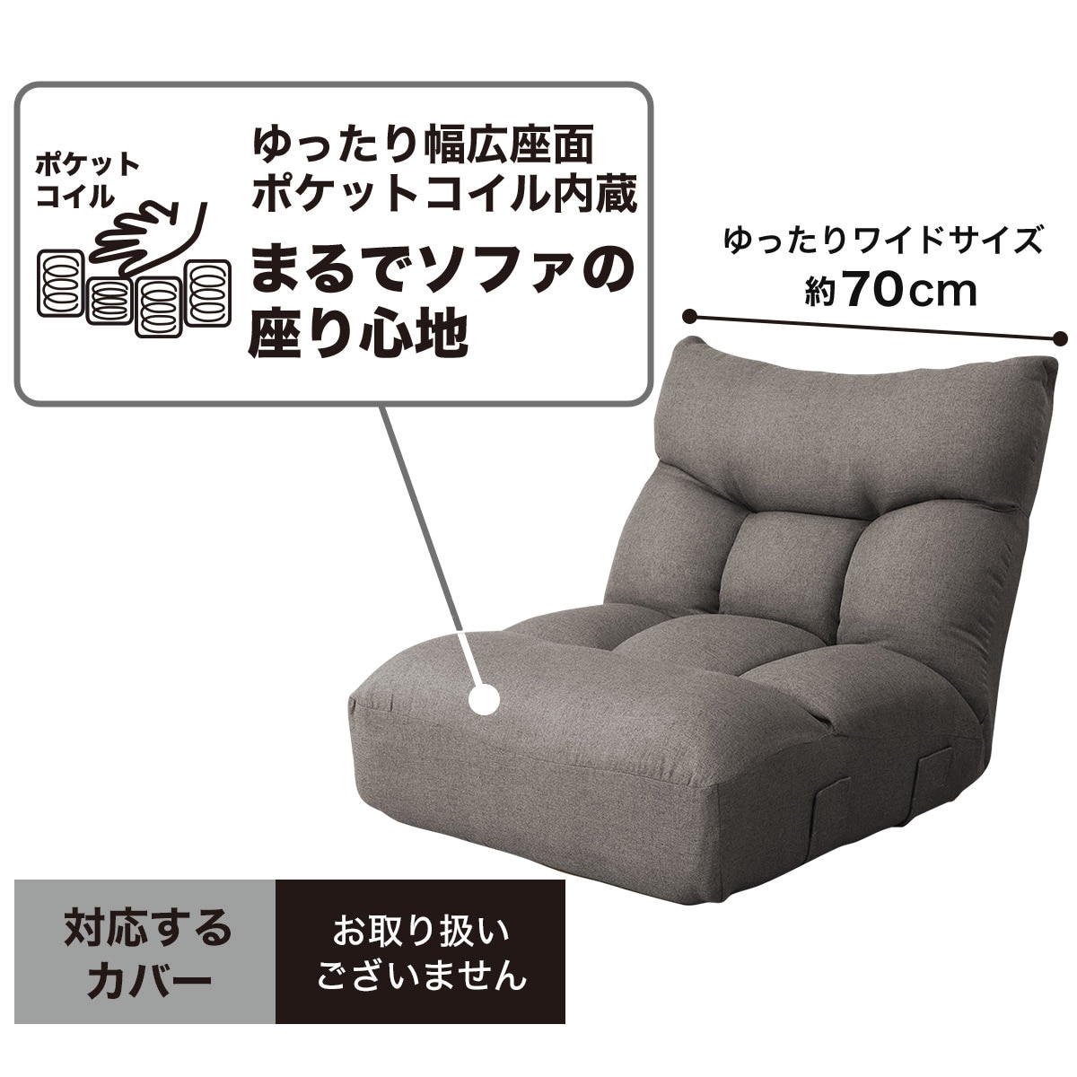 つながるワイドポケットコイル座イス(ロダ ワイドGY)