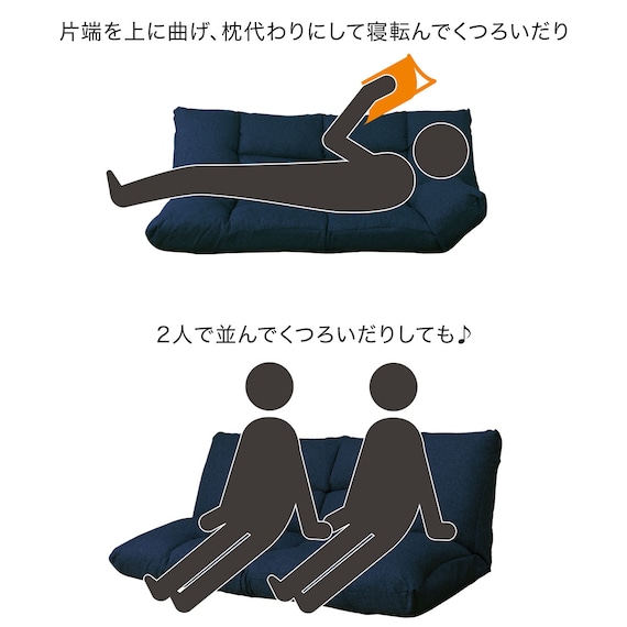 形が自在に変えられるコンパクトソファ(ツバサ3 NV) 5枚目画像