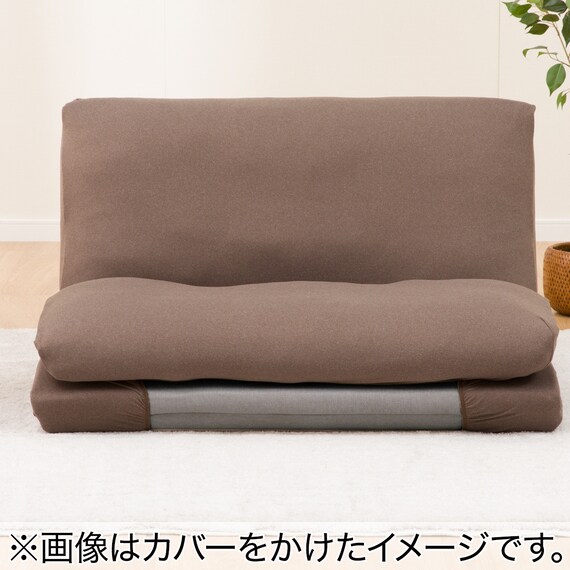 カジュアルソファ(CS-N02KID GY)+カバー(FT03 プレーン BR) 2点セット 2枚目画像