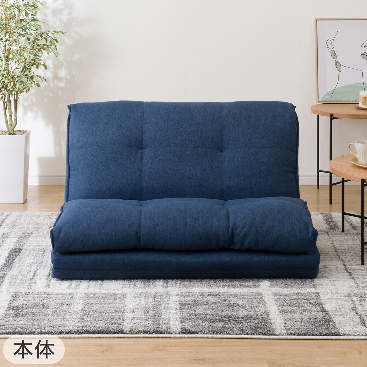 カジュアルソファ(CS-N02KID NV)+カバー(FT03 プレーン BR) 2点セット