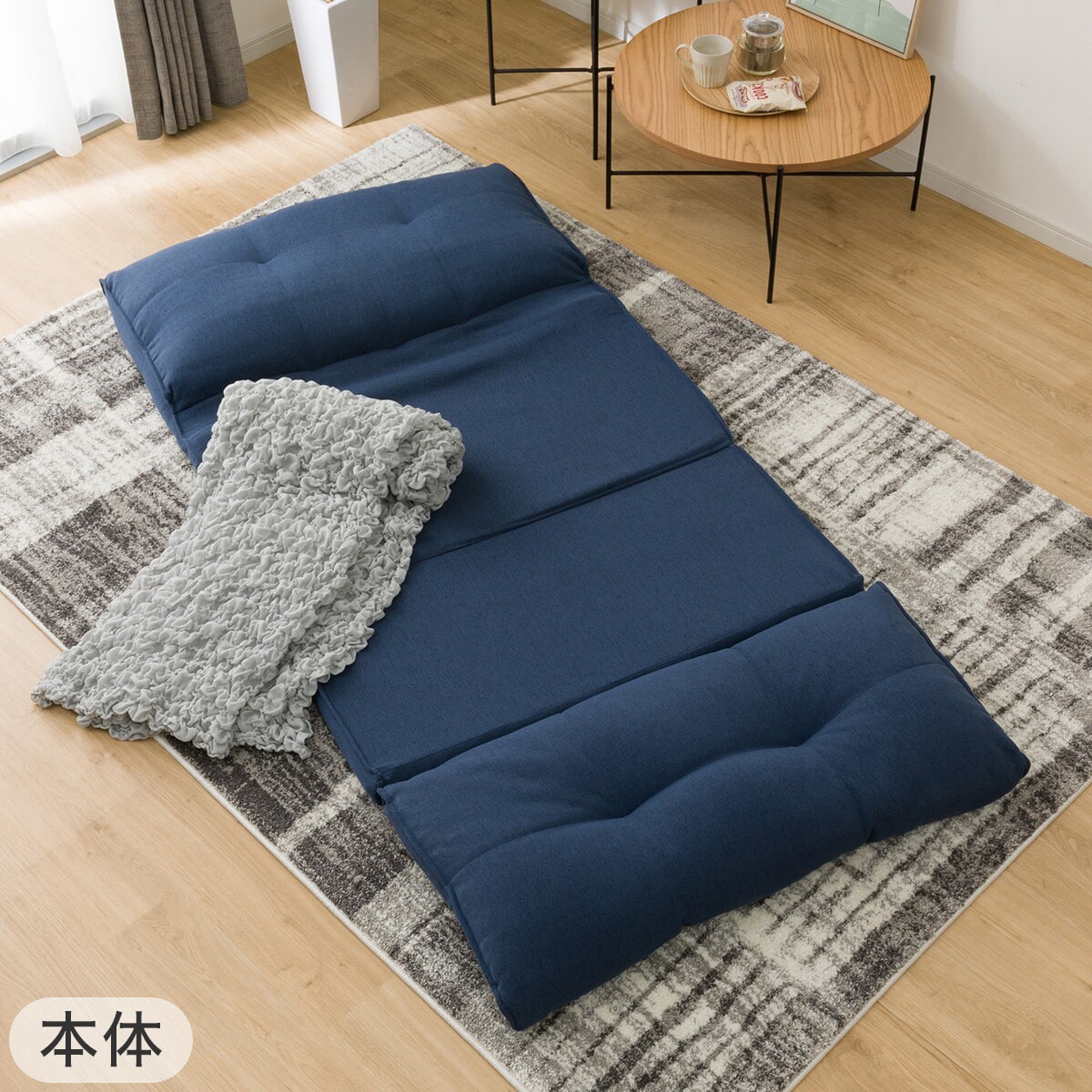 カジュアルソファ(CS-N02KID NV)+カバー(FT03 プレーン BR) 2点セット