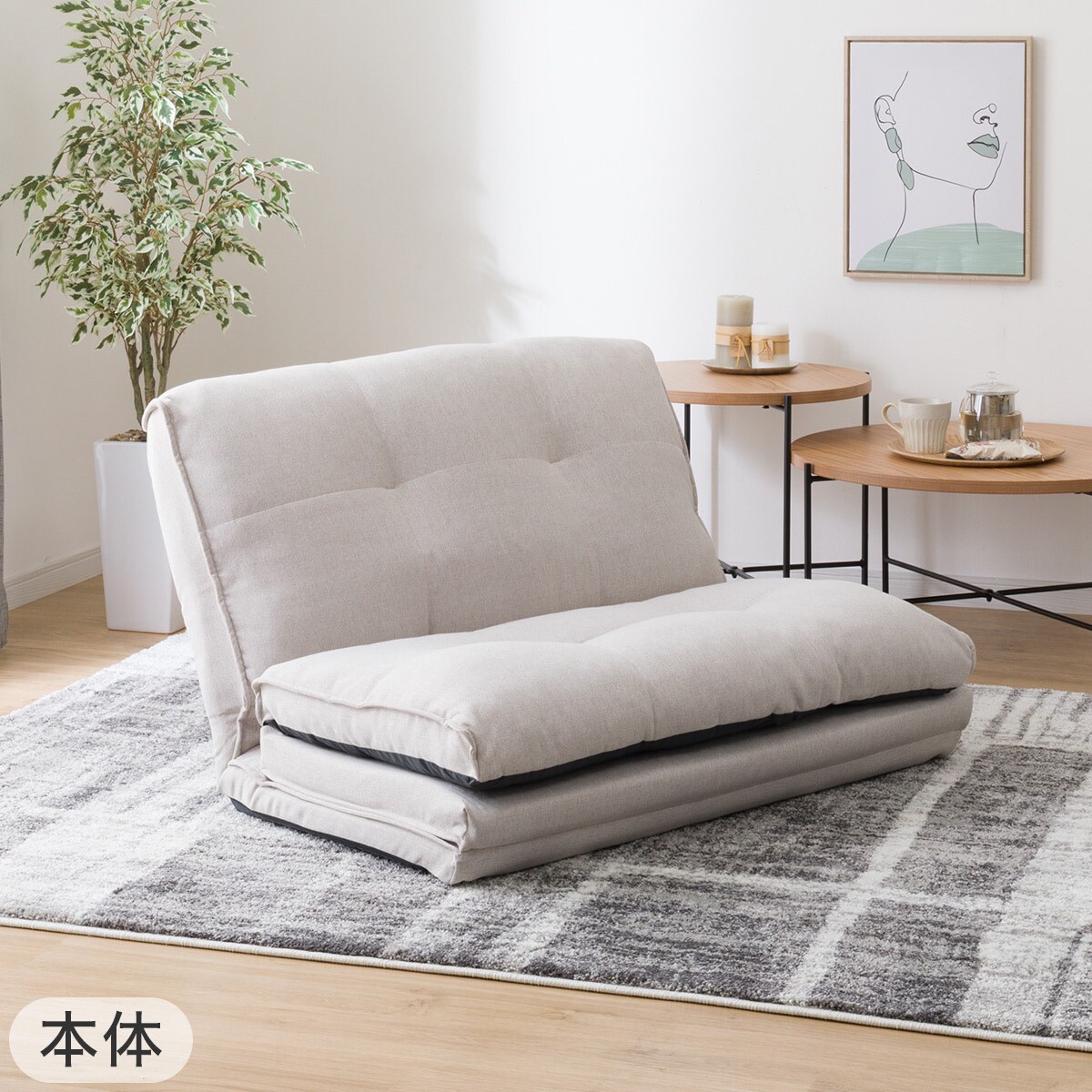 ニトリ　カジュアルソファ カジュアルソファ(CS-N02KID MO)+カバー(FT03 プレーン BR) 2点