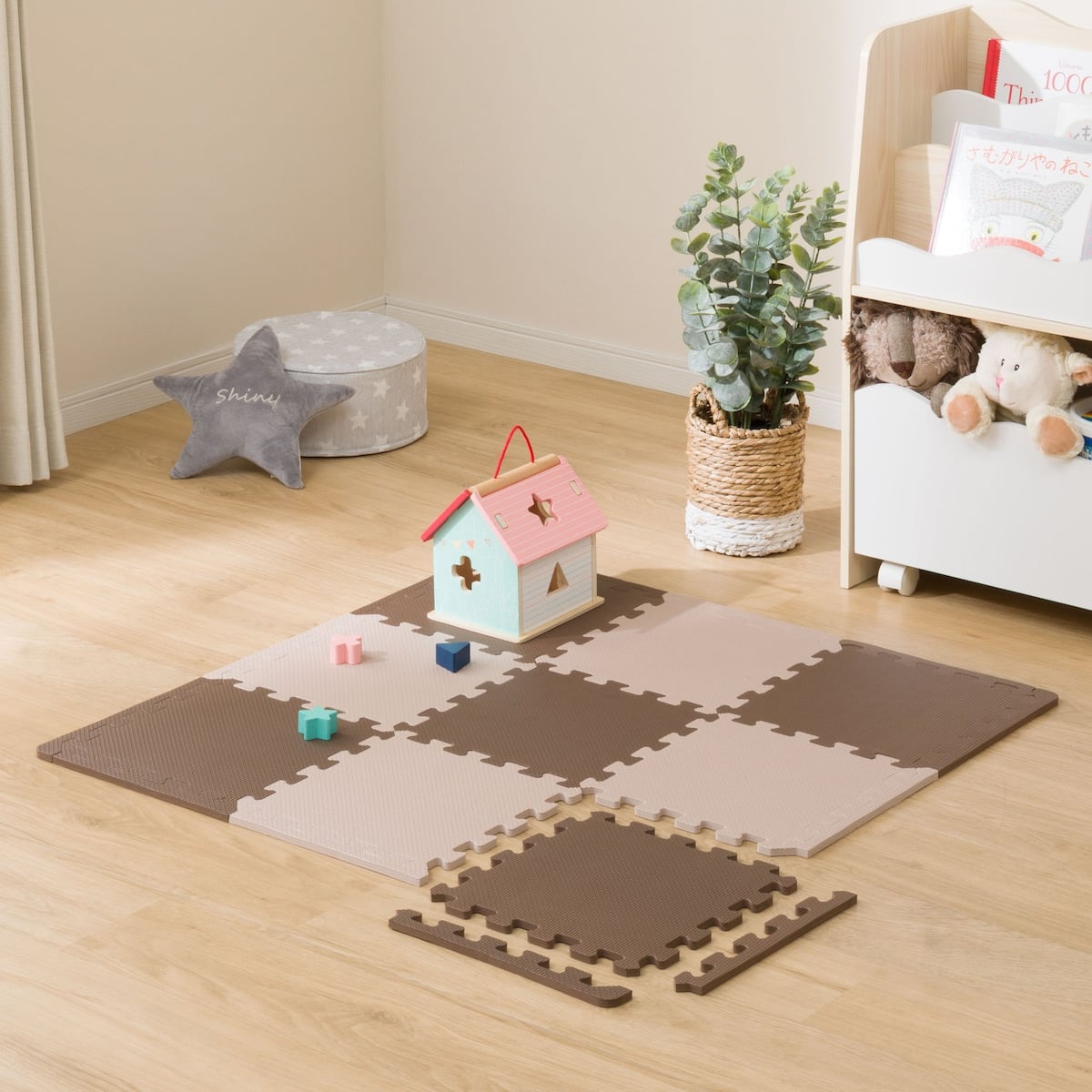 Nパズルマット 9枚 フチつき 約0.4帖(ブラウン 29.5×29.5cm) | ニトリネット【公式】 家具・インテリア通販