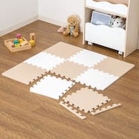 Nパズルマット 9枚 ふち付き 約0.4帖(ベージュ VT01-N 29.5×29.5cm)