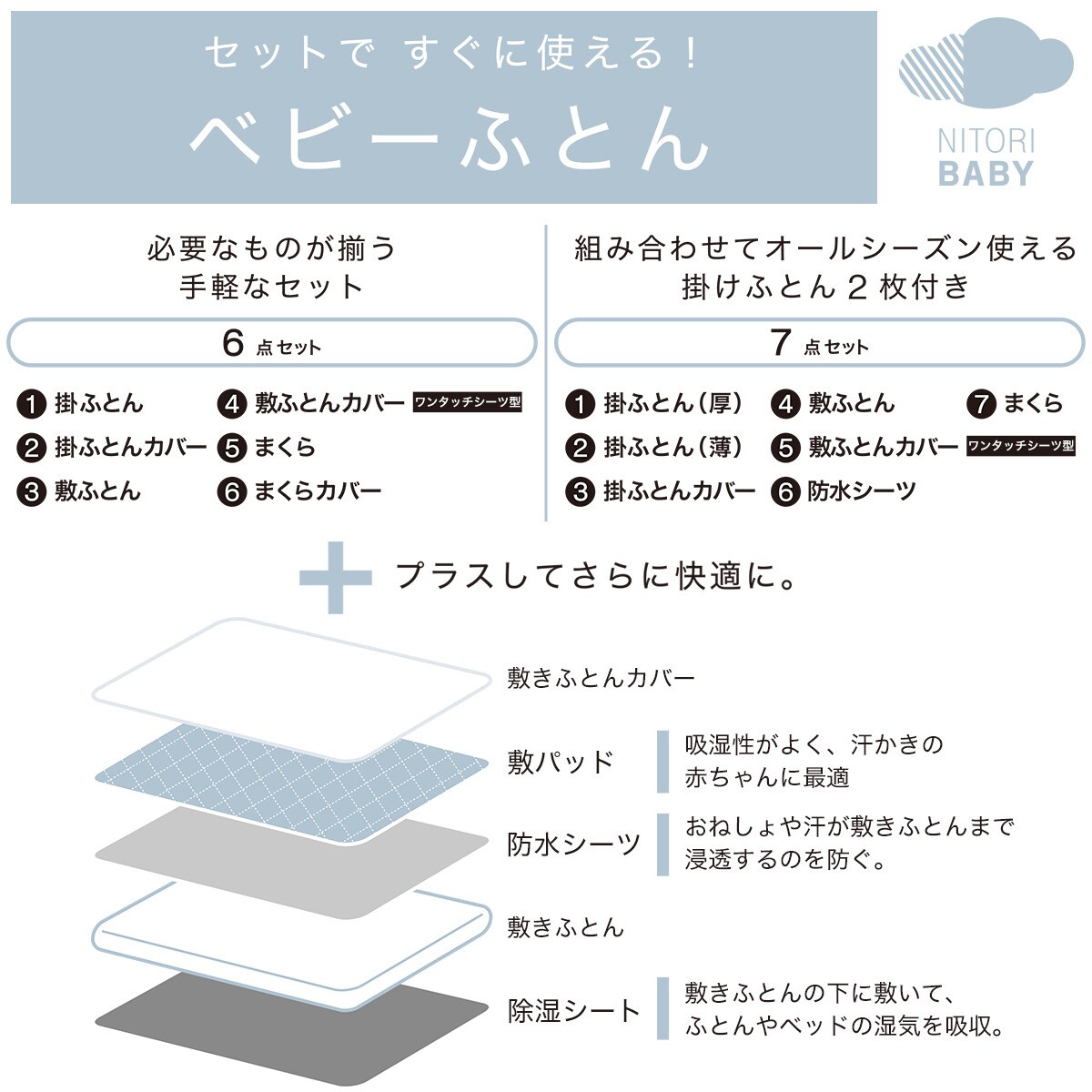 ベビーふとん７点セット シマ 通販 ニトリネット 公式 家具 インテリア通販