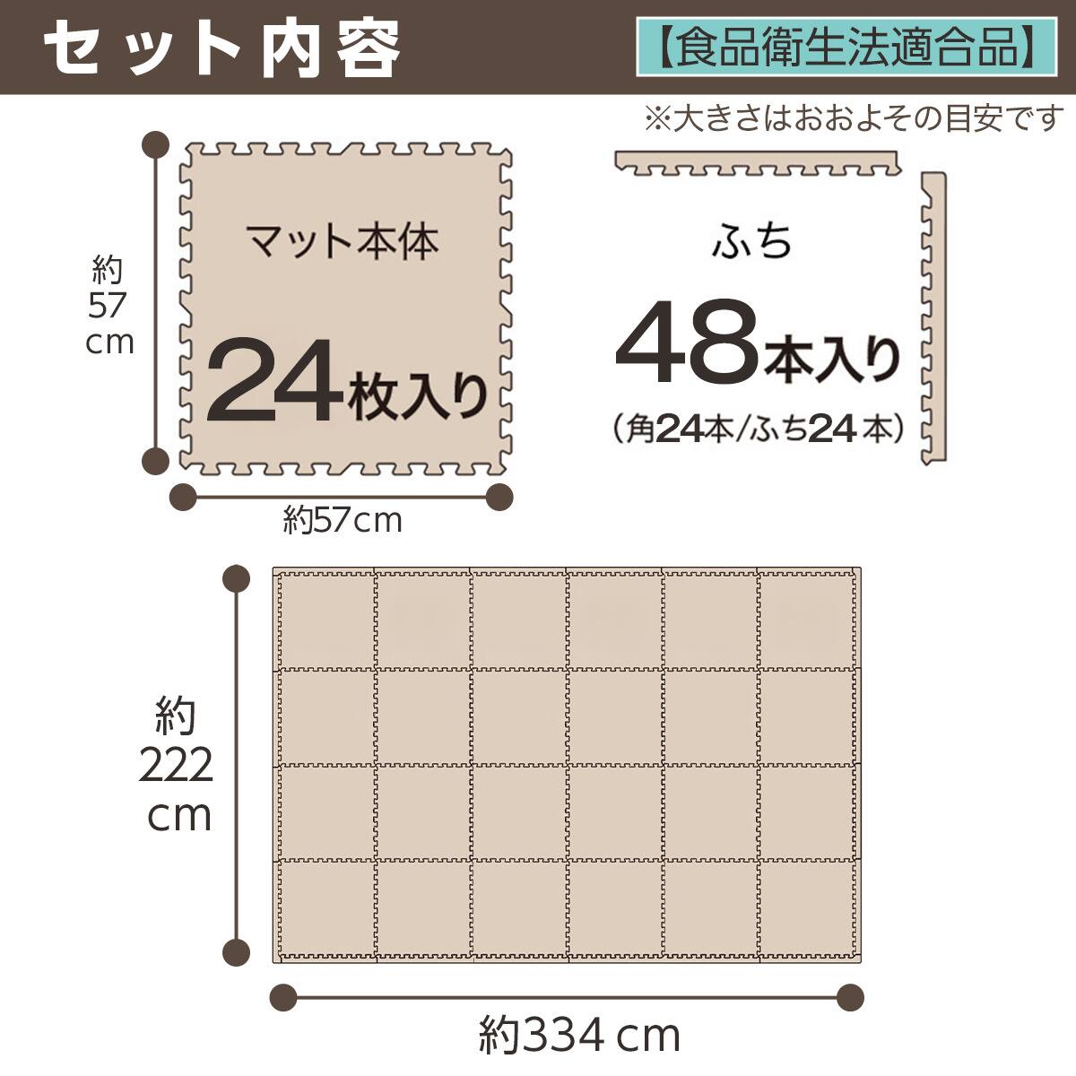 約4.5帖】極厚2cm パズルマット 24枚 フチ付き 抗菌・裏面滑り止め
