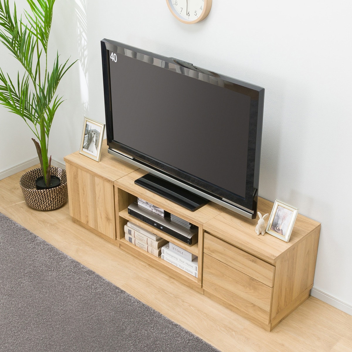 ローボードTU01セット(ローボード60/サイドBOX 40扉/サイドBOX