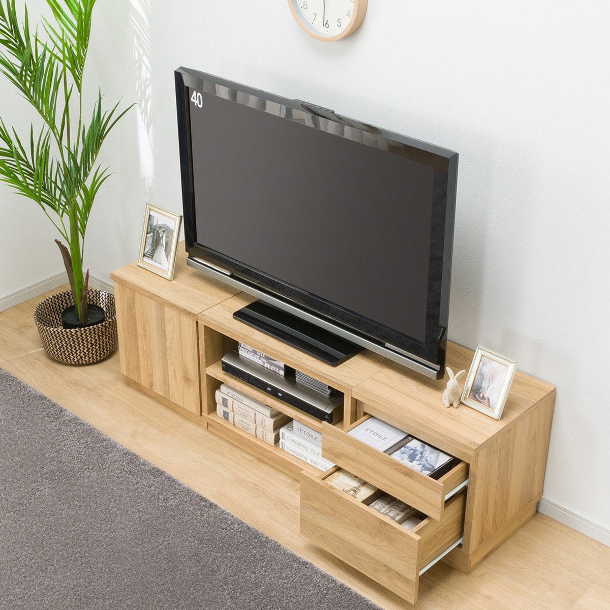 ローボードTU01セット(ローボード60/サイドBOX 40扉/サイドBOX
