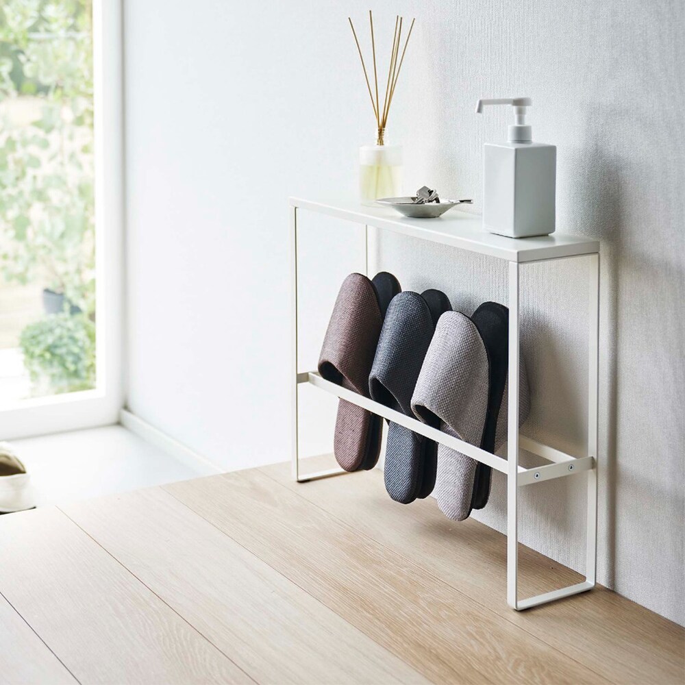 山崎実業 スリッパラック スリッパ立て スリッパ掛け スリッパ置き ラック スリム コンパクト 壁掛け おしゃれ 4足 下駄箱横 薄い 浮かせる 掛ける 玄関収納 スリッパ収納 Yamazaki タワーシリーズ Tower タワー 下駄箱扉 引っ掛け式スリッパラック 44 45