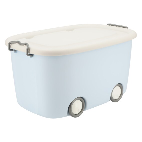 キャスター付きトイボックス(ライトグレー/ライトブルー) 1枚目画像