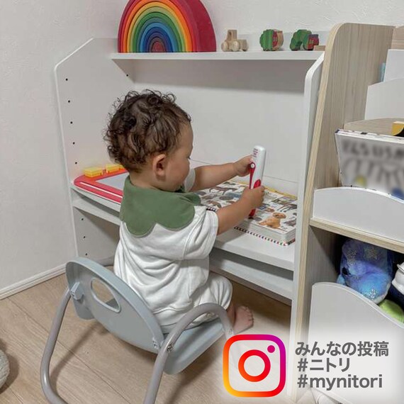 棚にもなるキッズデスク(セルフル ナチュラル) 23枚目画像