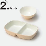 マジかる撥水二つ仕切り皿・小さめ飯椀セット(滑り止め付)