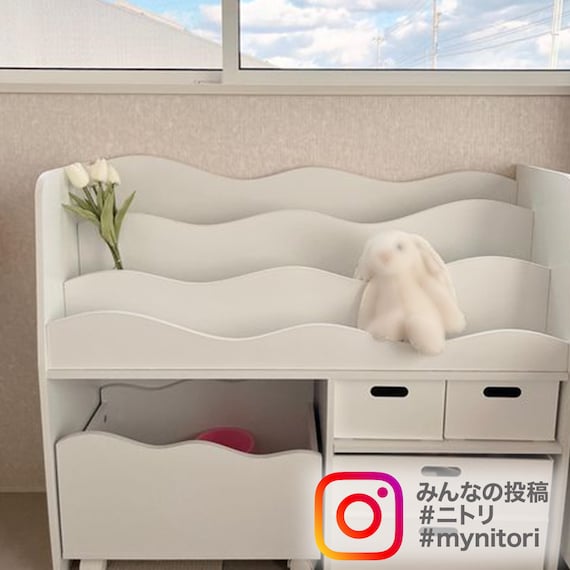 キッズ収納ラックミア3(M ナチュラル)+インボックスセット 10枚目画像