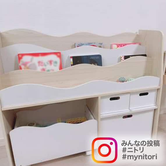 キッズ収納ラックミア3(M ホワイト)+インボックスセット 9枚目画像